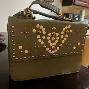 STEVE MADDEN STUDDED MINT flap crossbody TASSEL shoulder bag studs white green